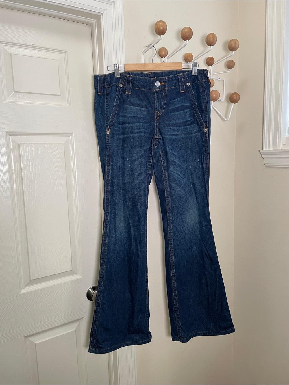 True Religion Y2K Sammy Old Multi Boot Cut Wide Legged Denim Jeans Blue Size 32